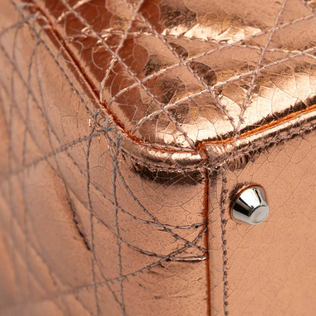 Dior Mini Metallic Crinkled Calfskin Cannage Lady Dior - Detail 2