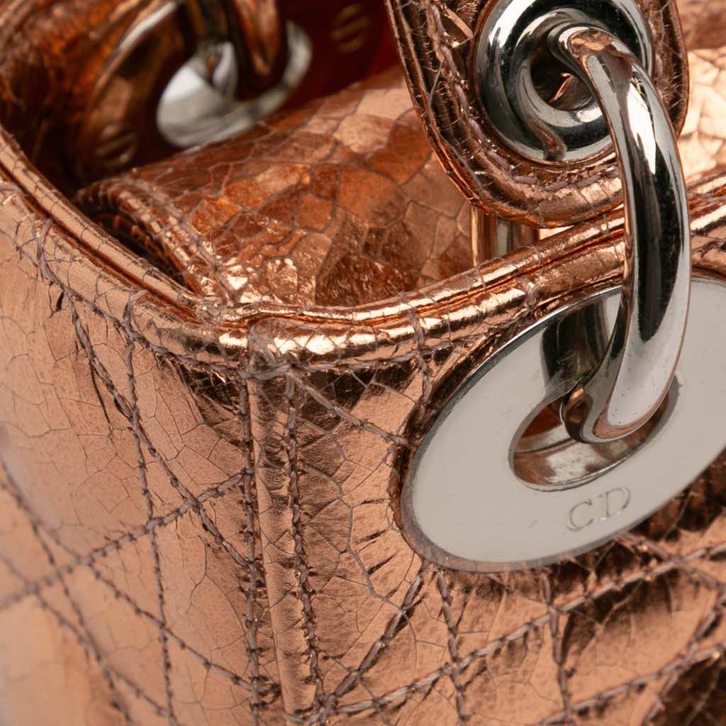 Dior Mini Metallic Crinkled Calfskin Cannage Lady Dior - Image 10