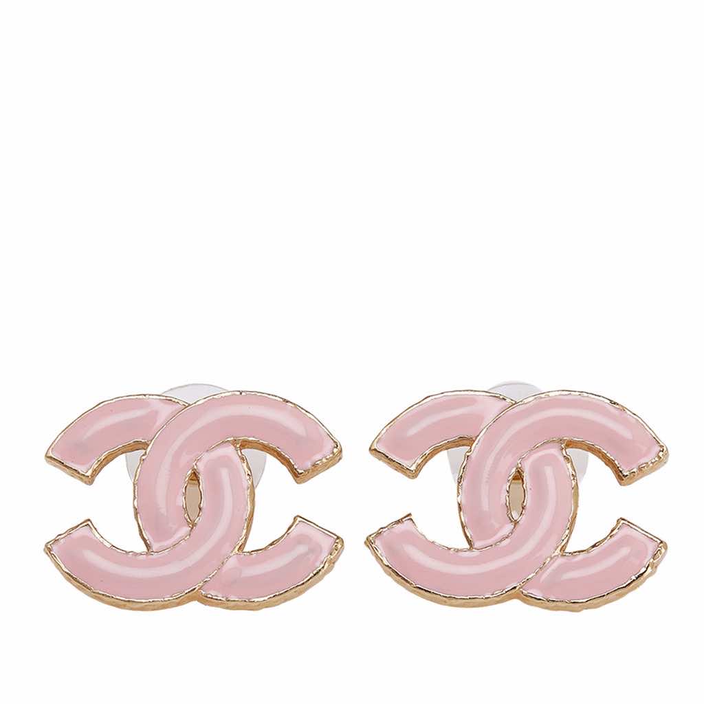 Chanel Enamel CC Push Back Earrings