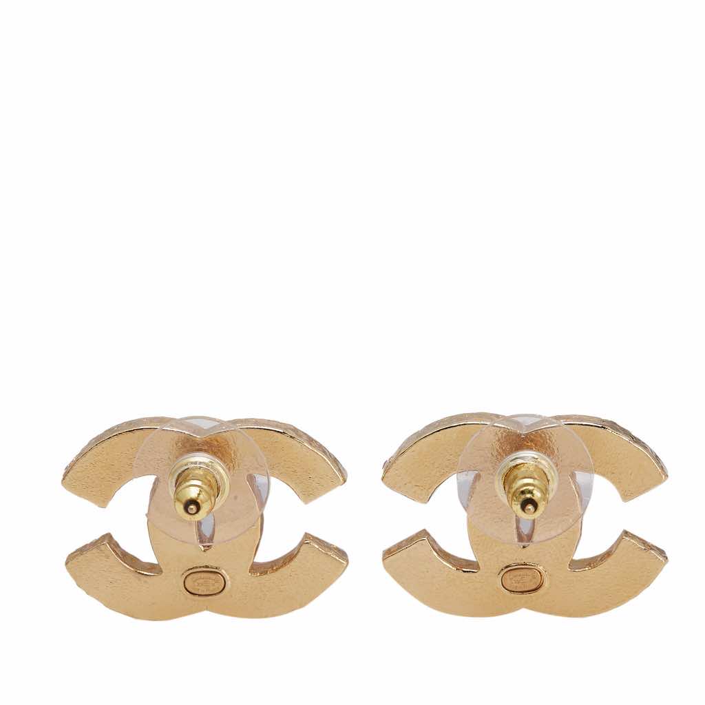 Chanel Enamel CC Push Back Earrings - Back view