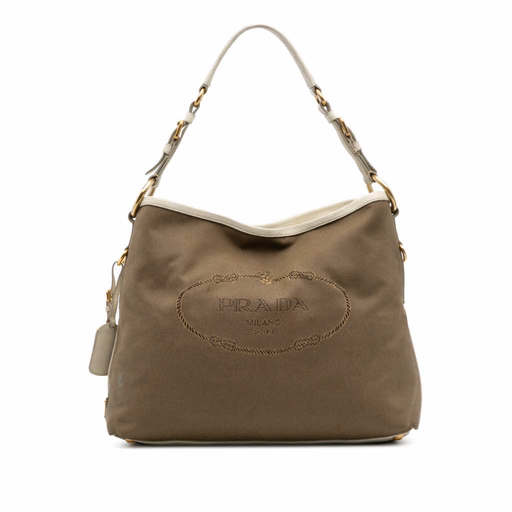 Prada Canvas Canapa Logo Shoulder Bag