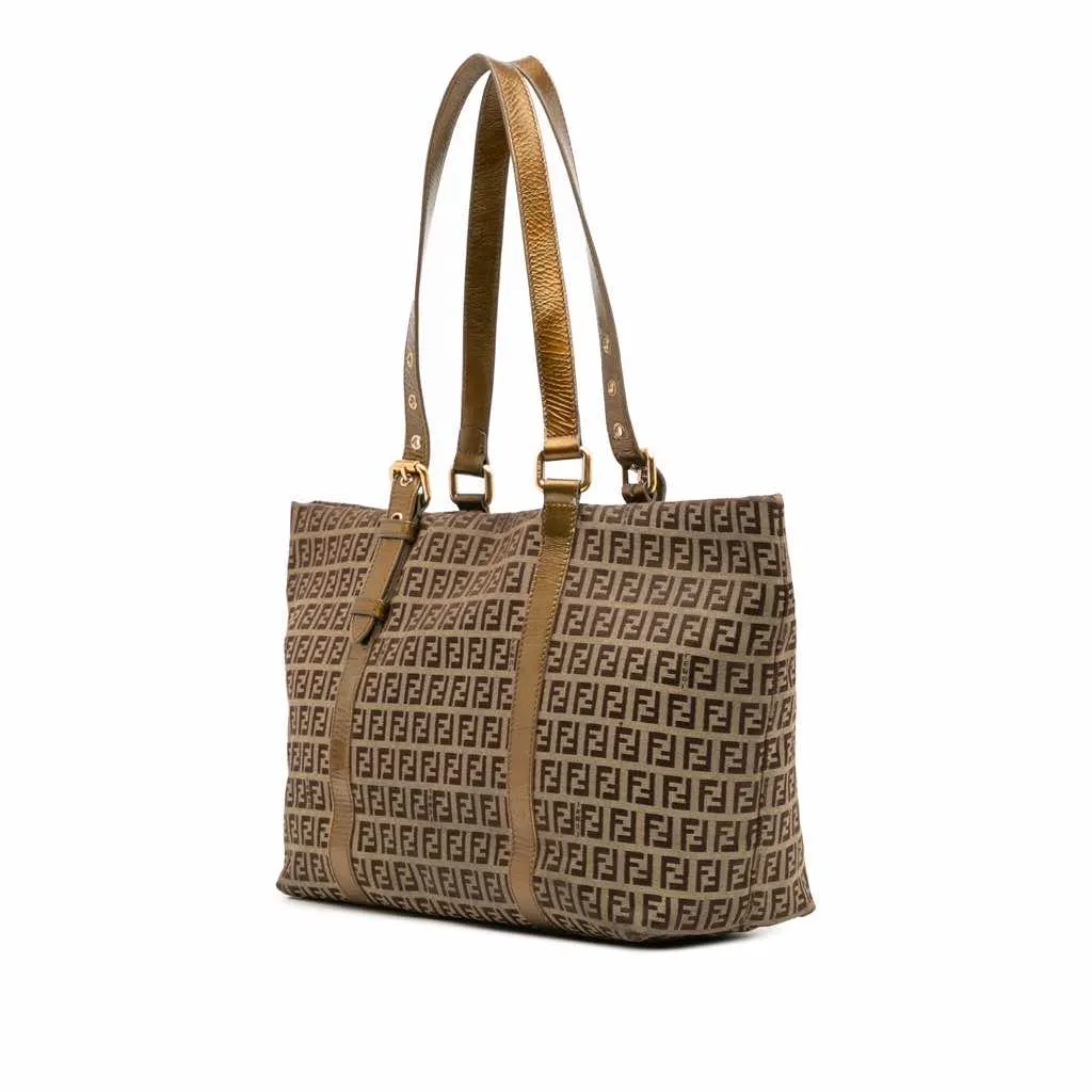 Fendi Zucchino Canvas Superstar Tote Brown Canvas Good - Back View