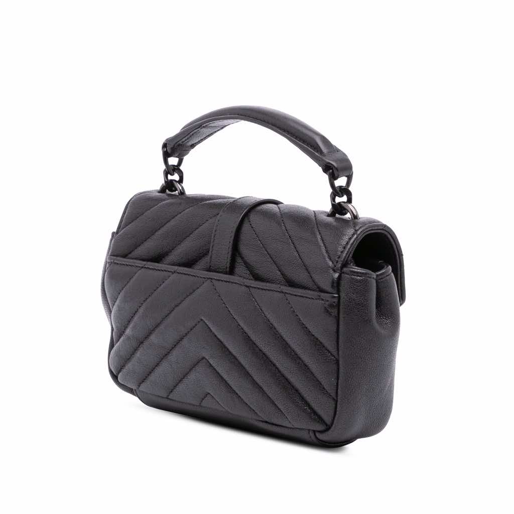 Saint Laurent Mini Chevron Sheepskin Monogram College Satchel - 2