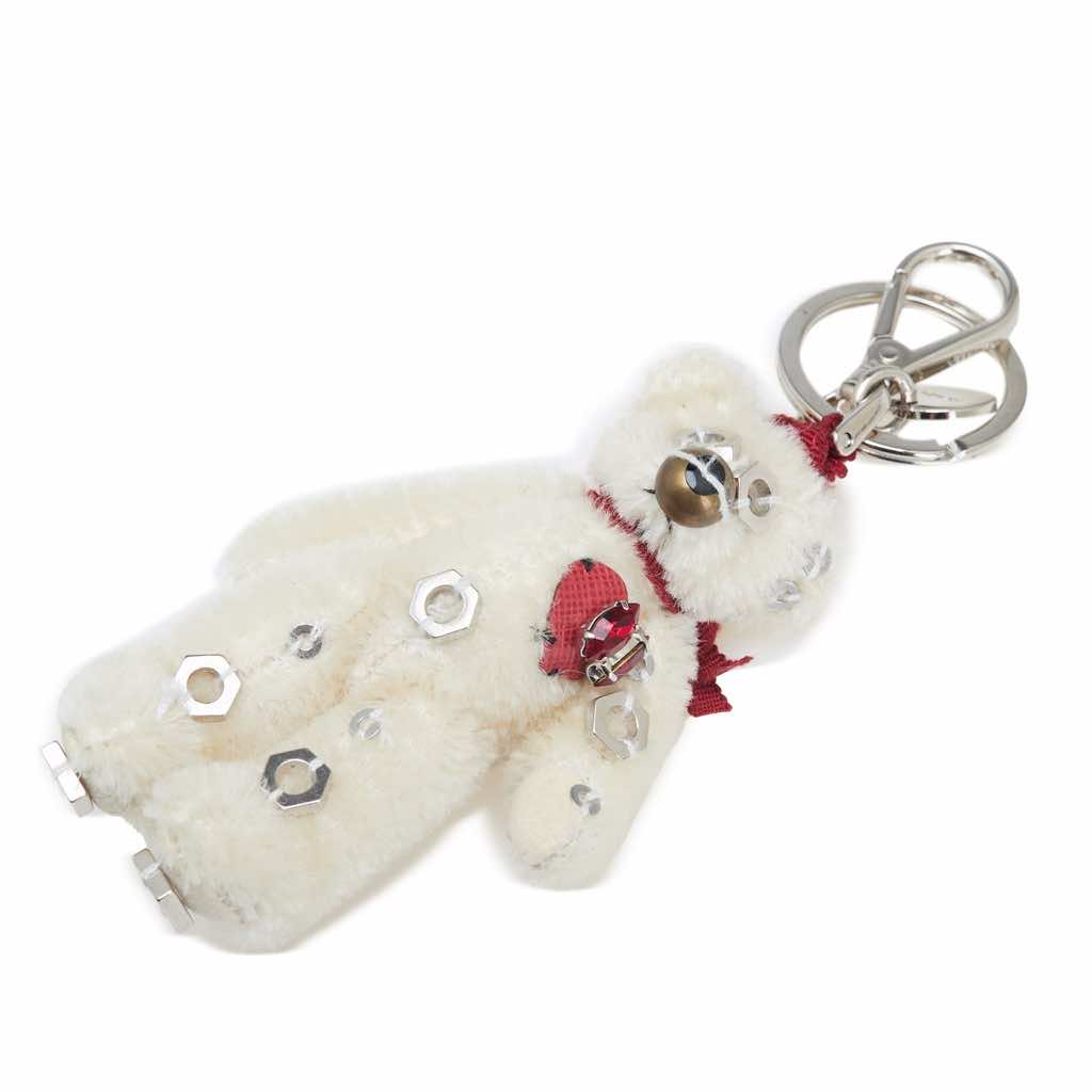 Prada Faux Fur Teddy Bear Bag Charm and Key Holder