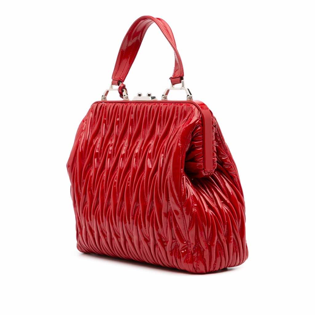 Miu Miu Matelasse Patent Frame Top Handle Bag - 2