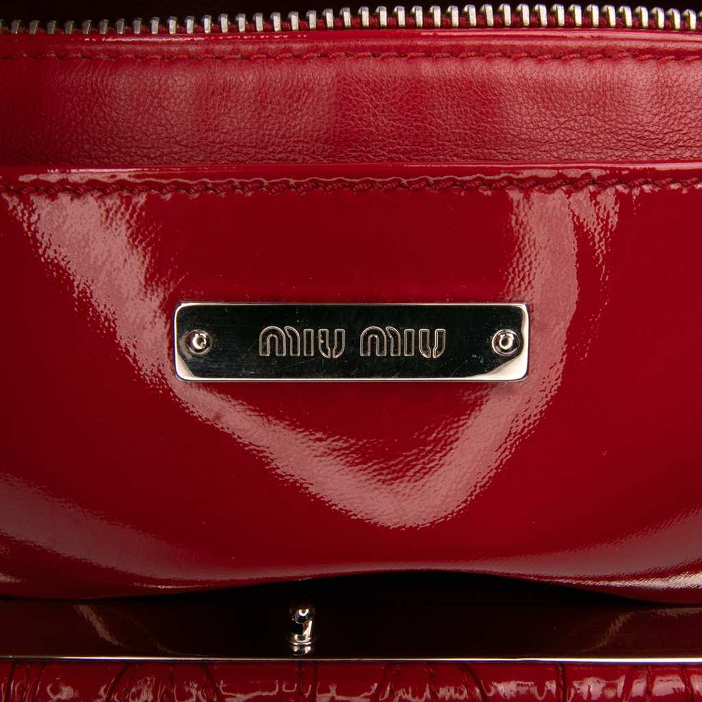 Miu Miu Matelasse Patent Frame Top Handle Bag - 5