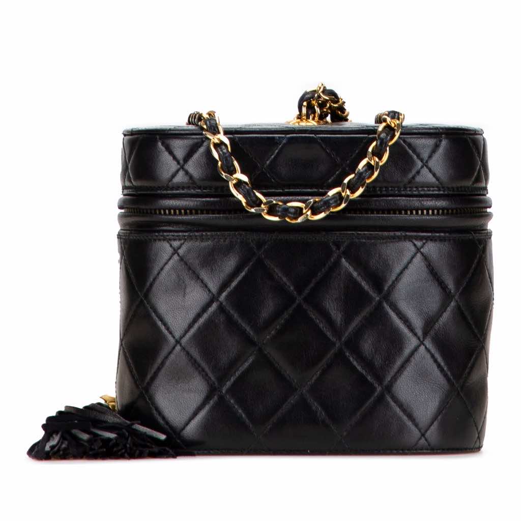 Chanel Quilted Lambskin Tassel Vanity Case with Chain