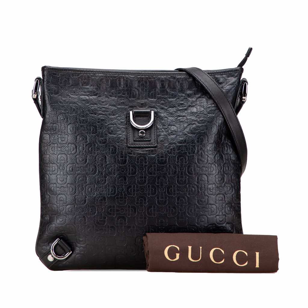 Gucci Embossed Leather Horsebit Abbey D Ring Crossbody - Image 12