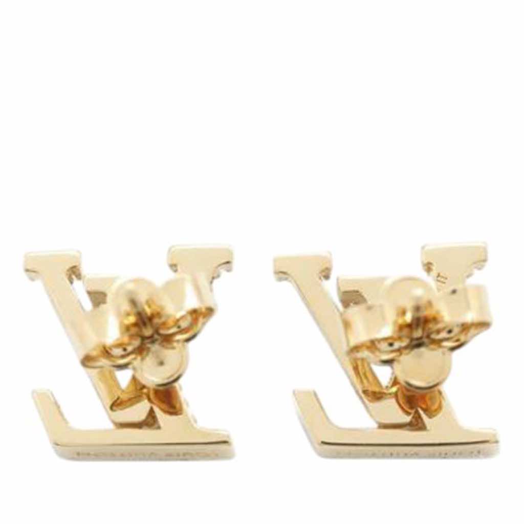 Louis Vuitton Gold Plated and Rhinestones LV Iconic Push Back Earrings - 2