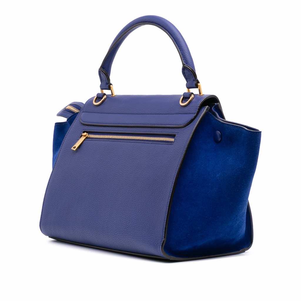 Celine Small Drummed Calfskin and Suede Trapeze Satchel - 2