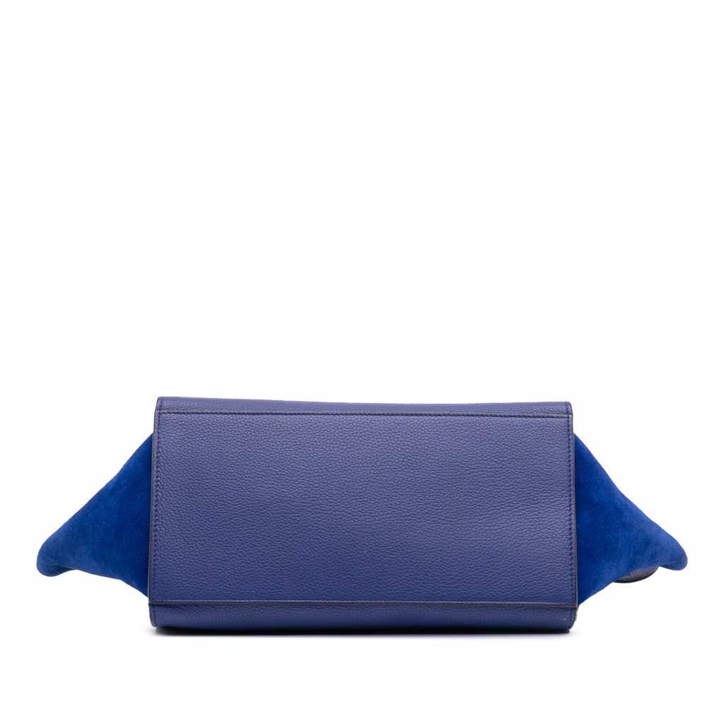 Celine Small Drummed Calfskin and Suede Trapeze Satchel - 3