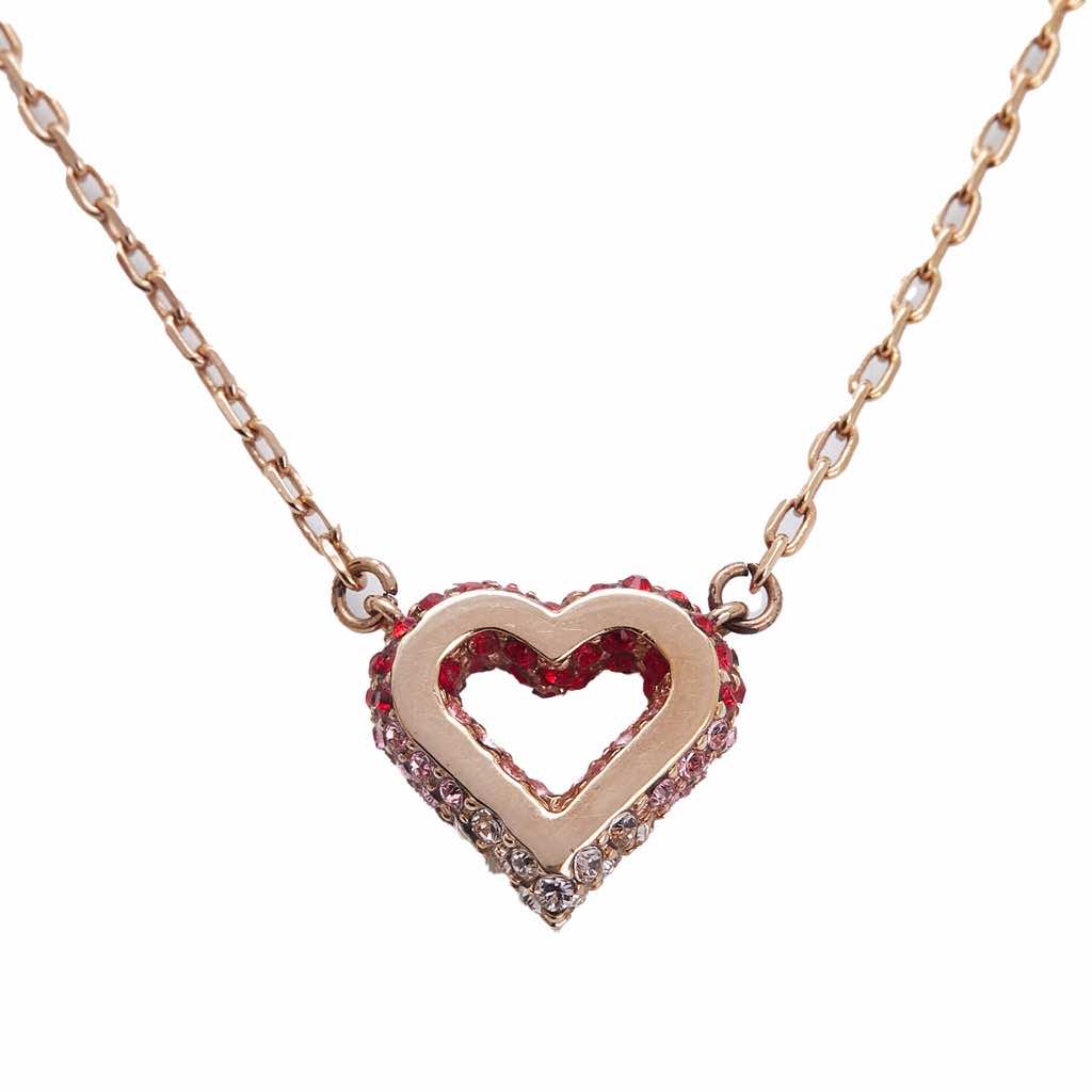 Louis Vuitton Gold Plated Crystal Heart Necklace - Back view