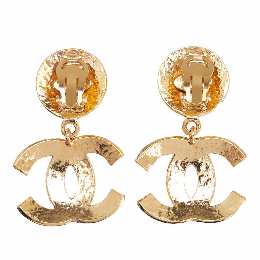 Chanel Gold Plated CC Swing Clip On Earrings - 2