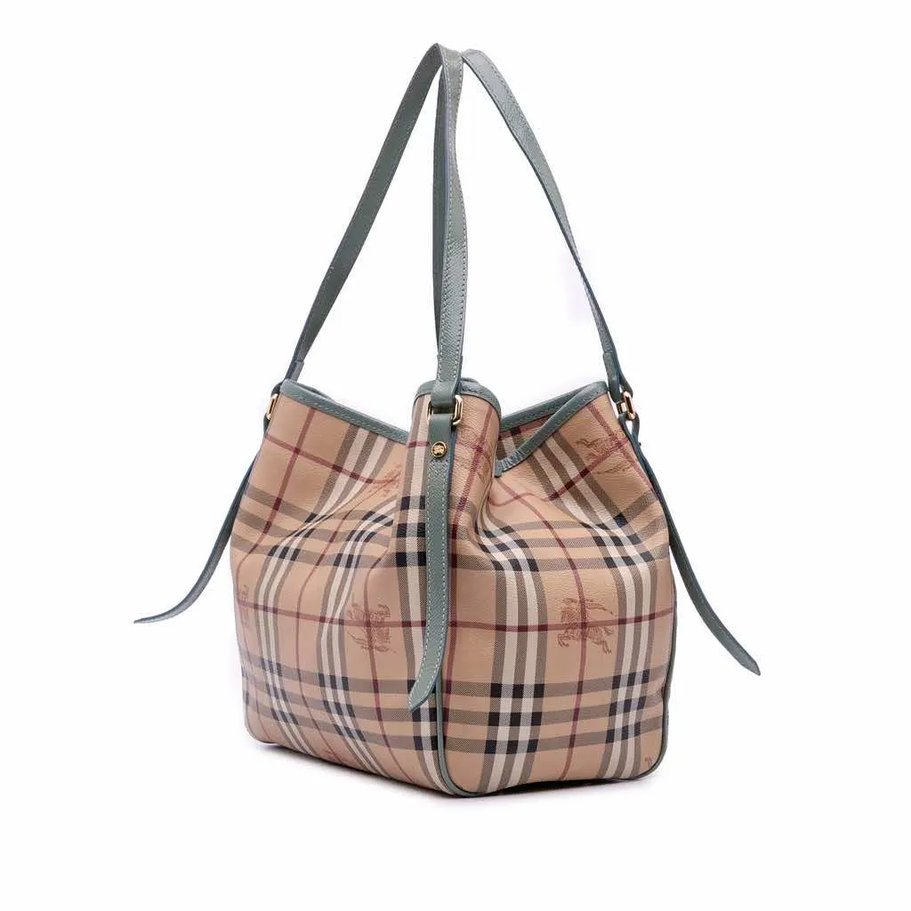 Burberry Small Haymarket Check Coated Canvas Canterbury Tote Brown Canvas Good - Back View