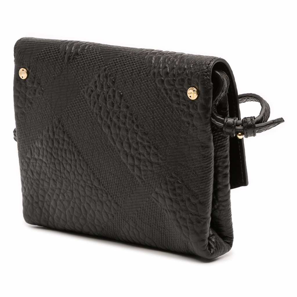 Burberry Embossed Grain Check Leather Langley Crossbody - Back view