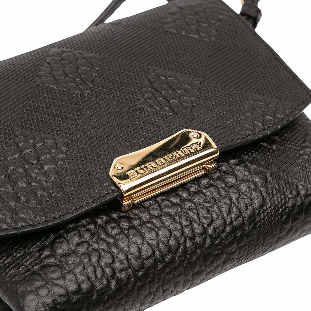 Burberry Embossed Grain Check Leather Langley Crossbody - Image 10
