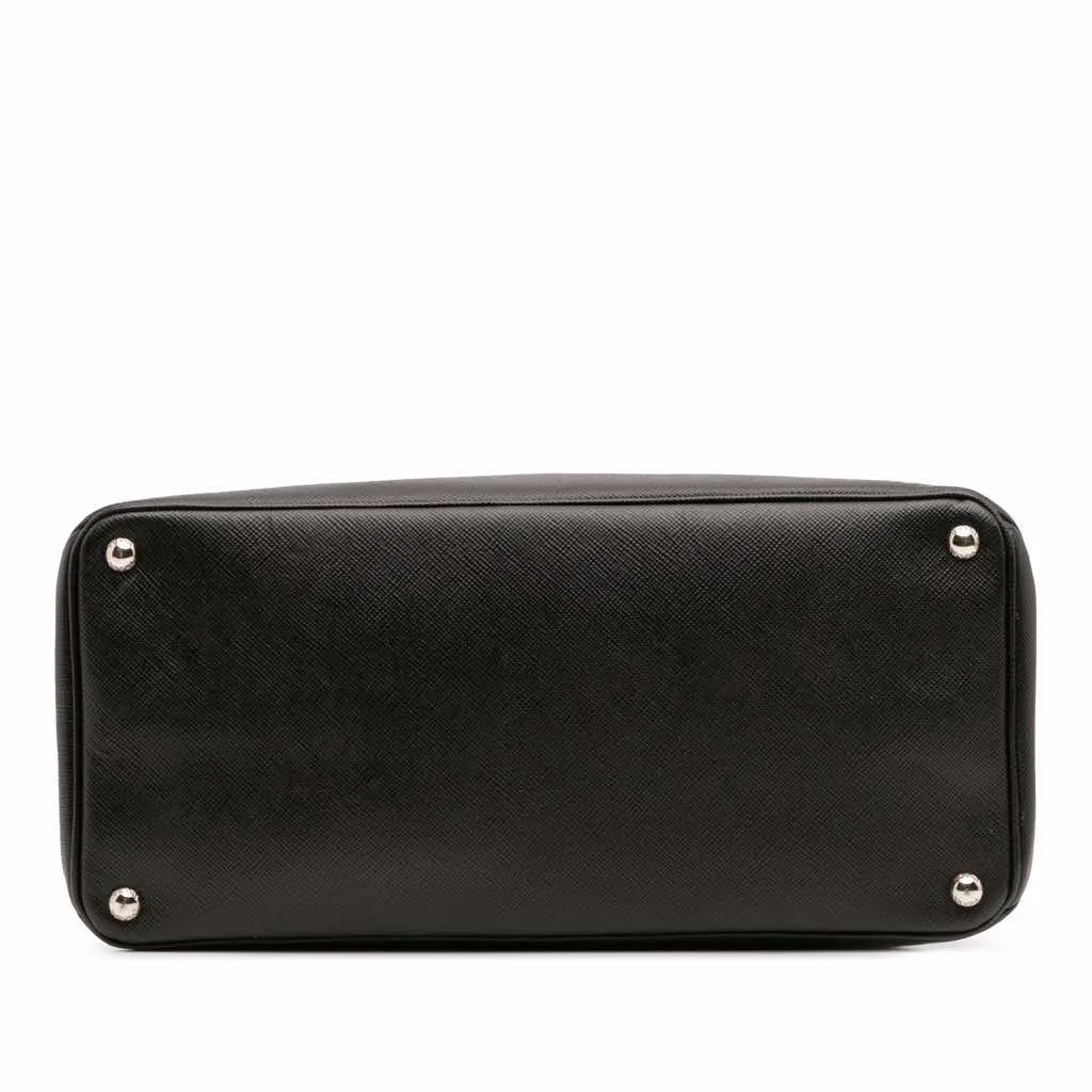 Prada Saffiano Cuir Turnlock Twin Satchel Black Leather Good - Inside View
