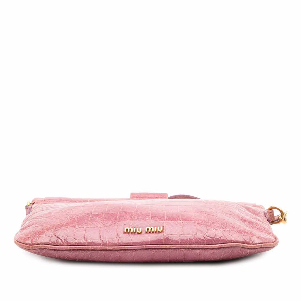 Miu Miu Croc Embossed Crackle Patent Crossbody - 3