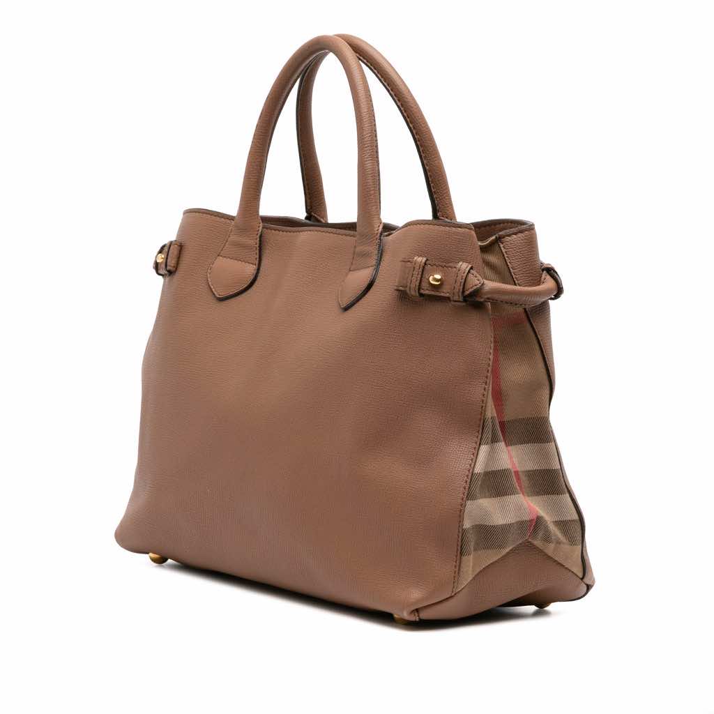 Burberry Medium Leather and House Check Banner Satchel - Back view