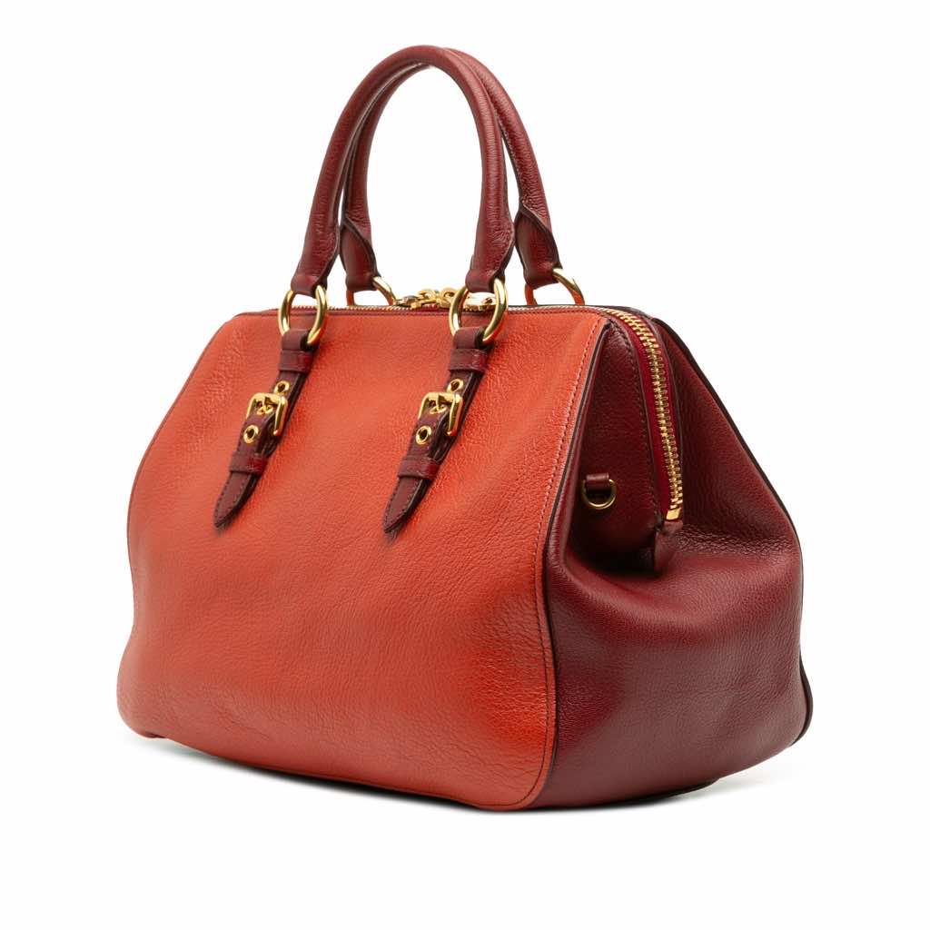 Miu Miu Bicolor Goatskin Madras Boston Bag - 2