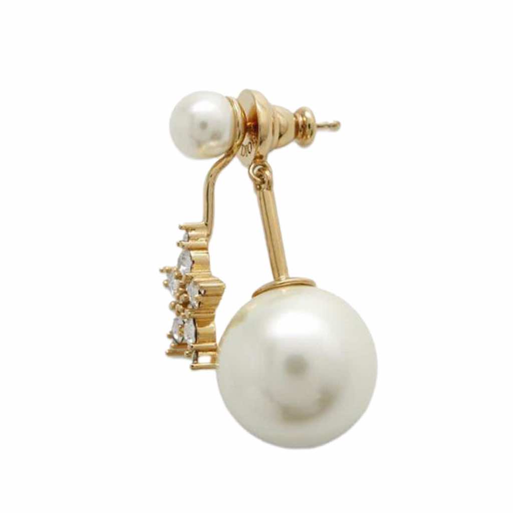 Dior Gold Plated Crystal And Faux Pearl My ABCDior Tribales Single Earring - Back view