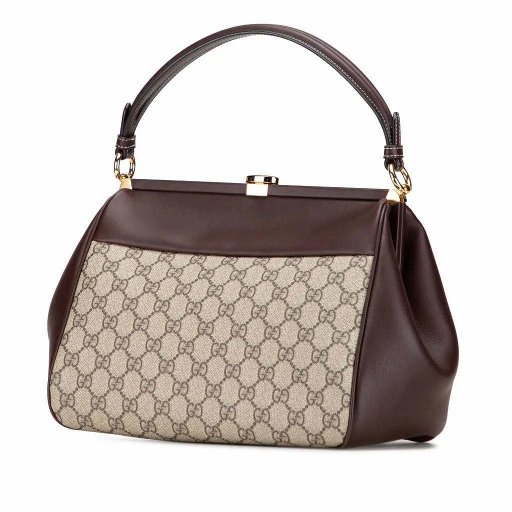 Gucci GG Supreme Ophidia Virgo Top Handle Bag Brown Canvas Good - Back View