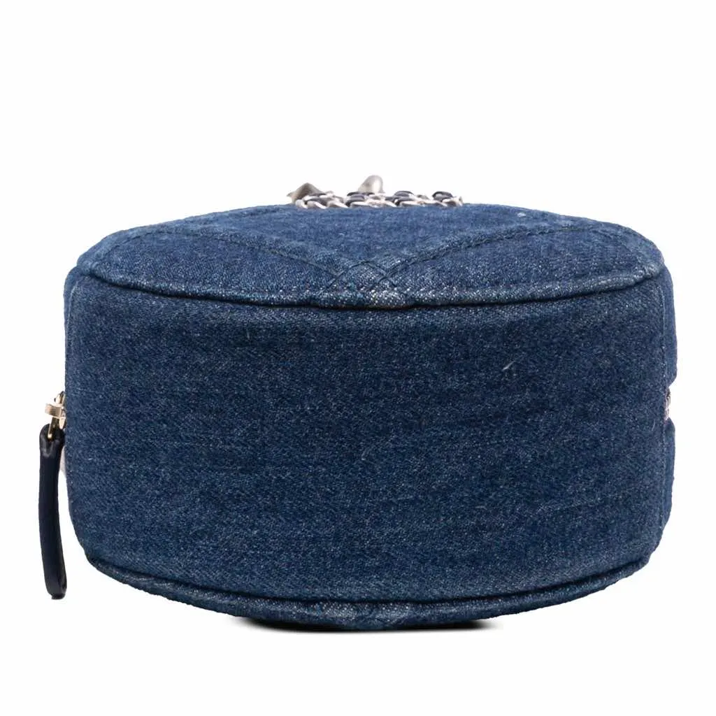 Chanel Denim 19 Round Clutch with Chain Blue Denim Very good - Inside View