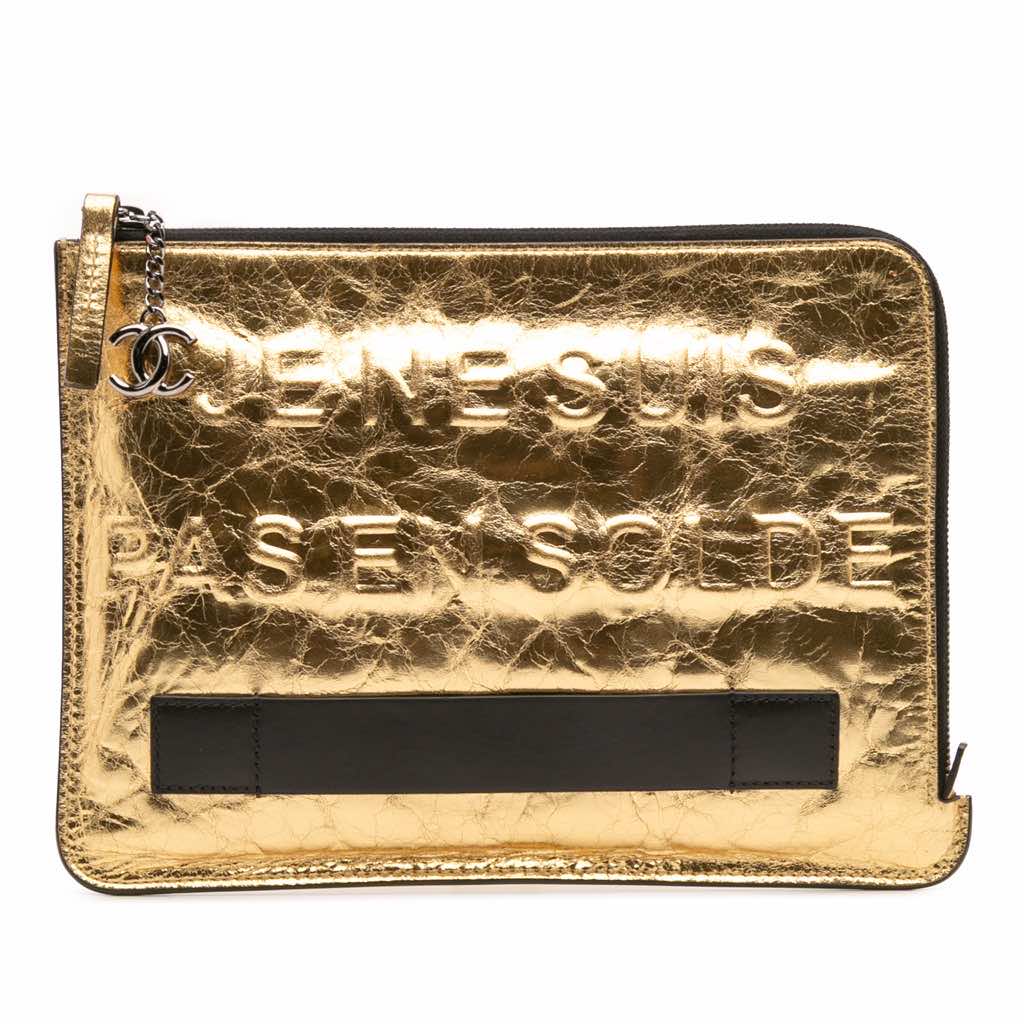 Chanel Metallic Lambskin Je Ne Suis Pas En Solde Clutch