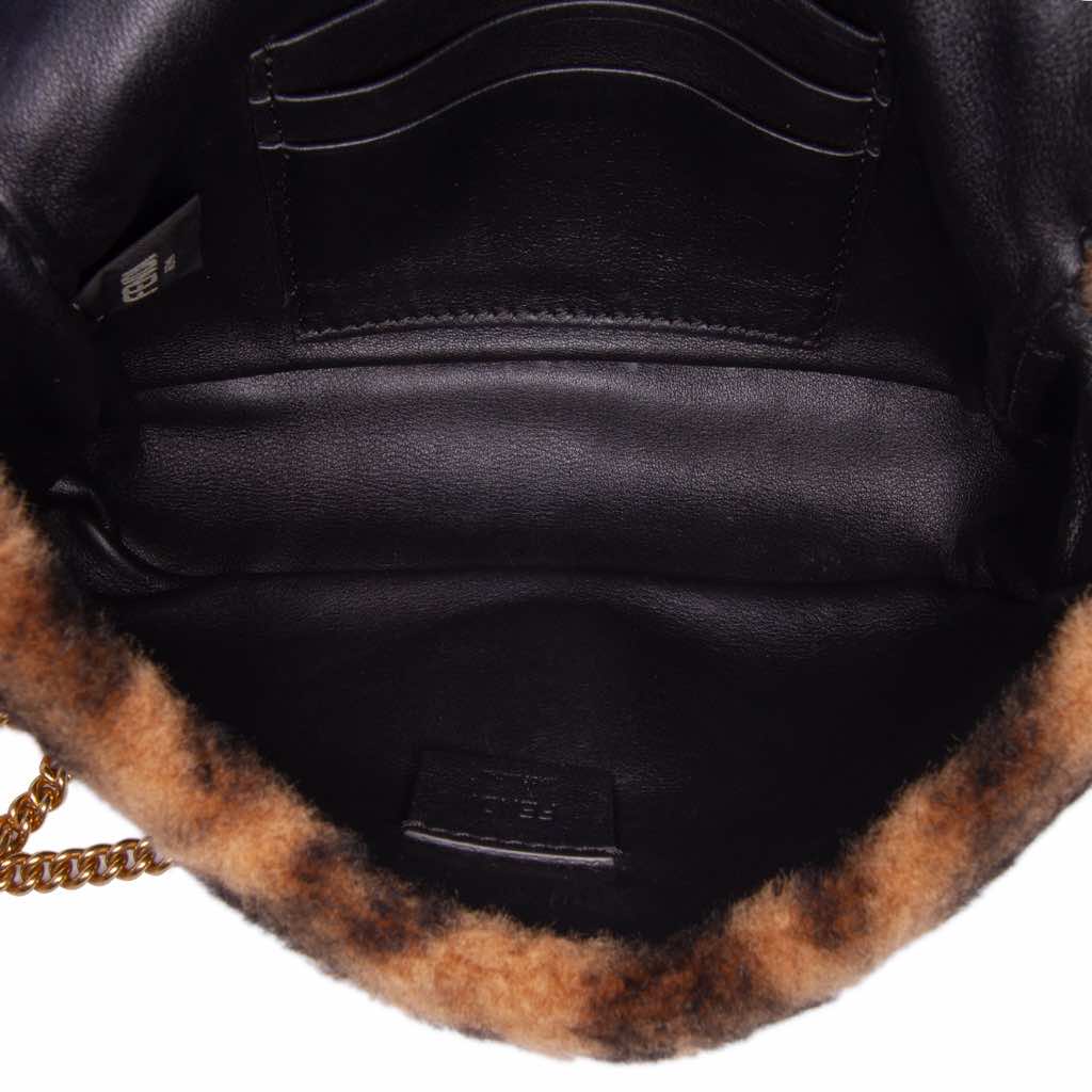 Fendi Mini Zucca Shearling Chain Baguette Satchel - 4