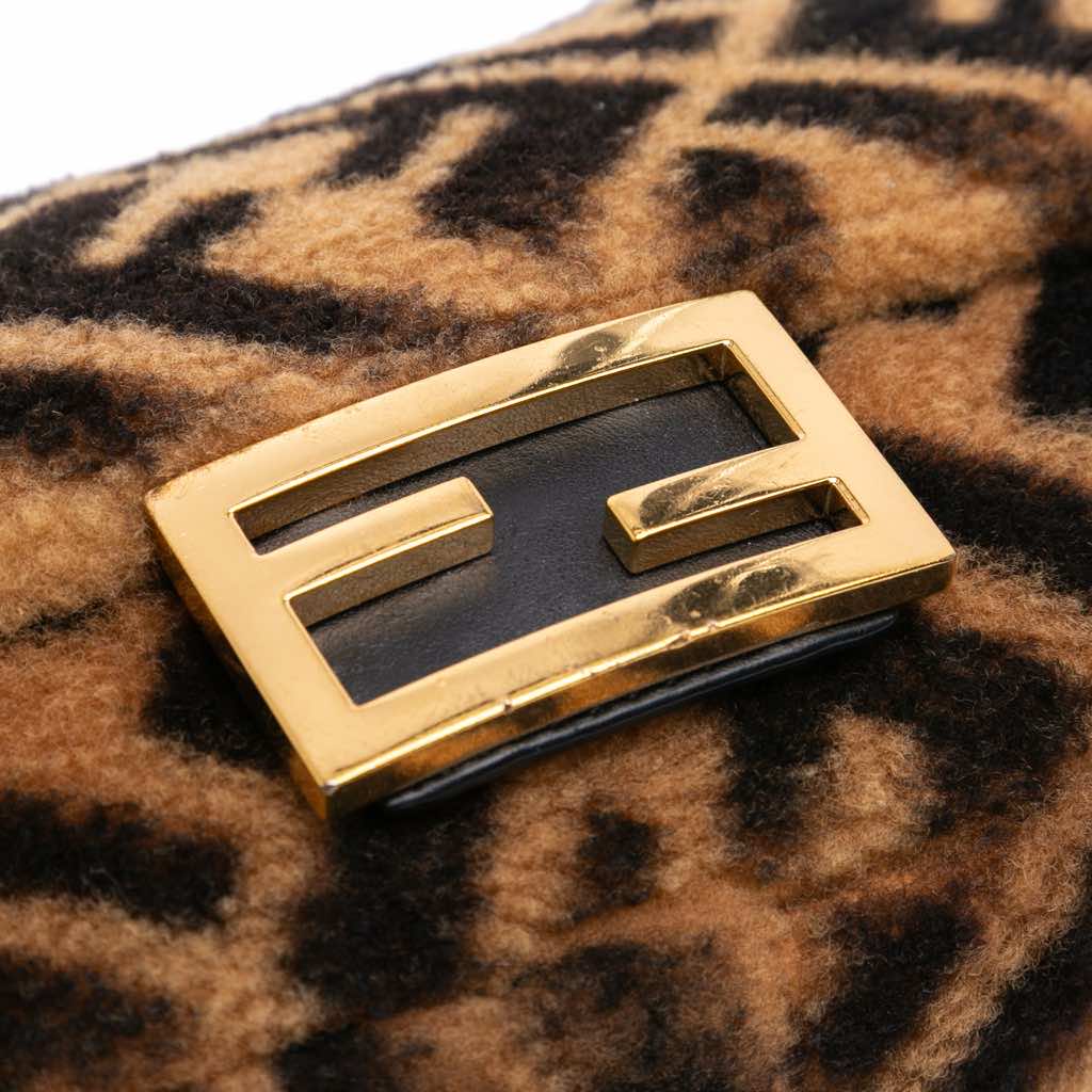 Fendi Mini Zucca Shearling Chain Baguette Satchel - Detail 1