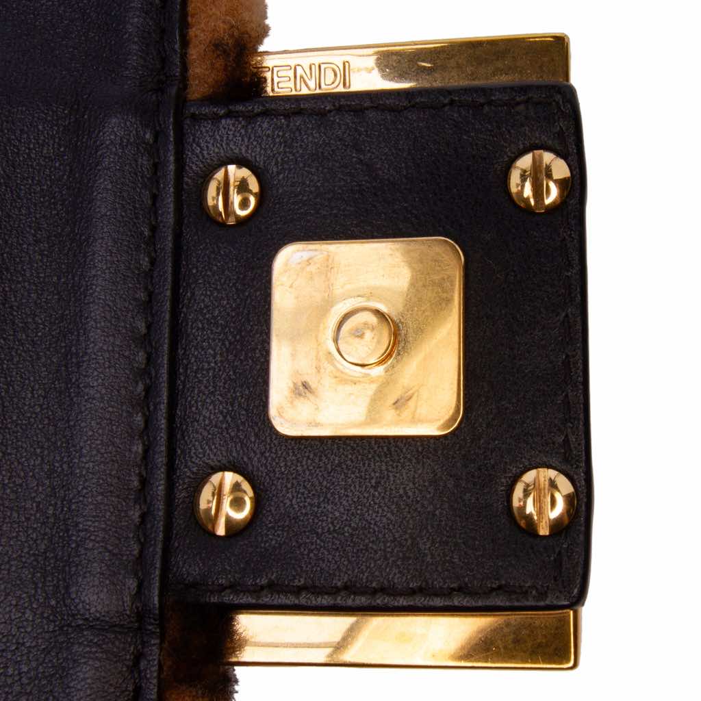 Fendi Mini Zucca Shearling Chain Baguette Satchel - Image 10