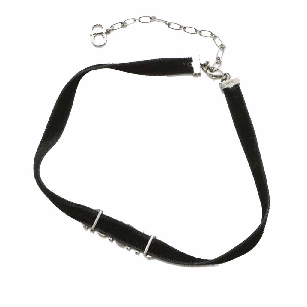 Dior Crystal and Velvet J Adior Choker Necklace - 2