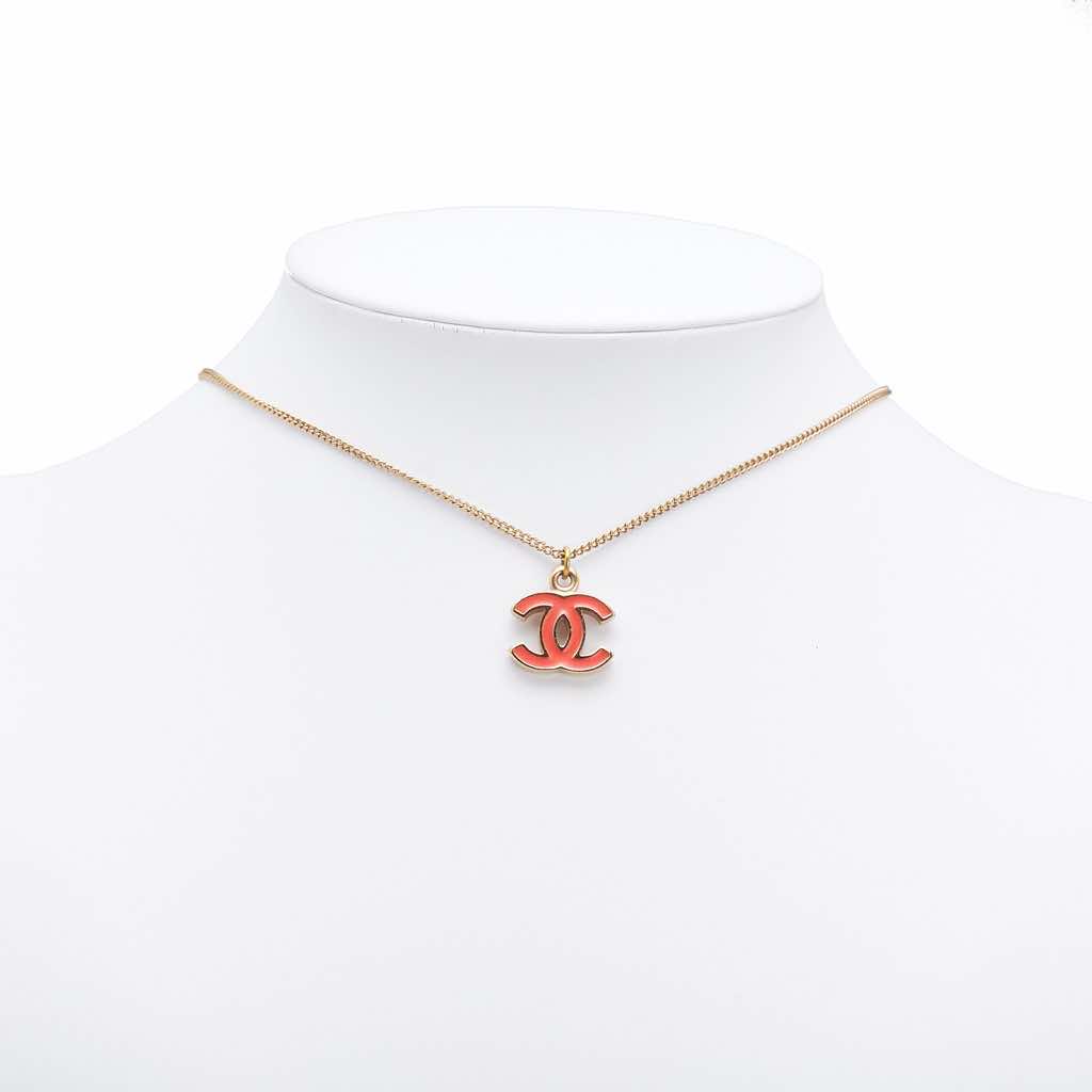 Chanel Gold Plated Enamel CC Pendant Necklace - 4
