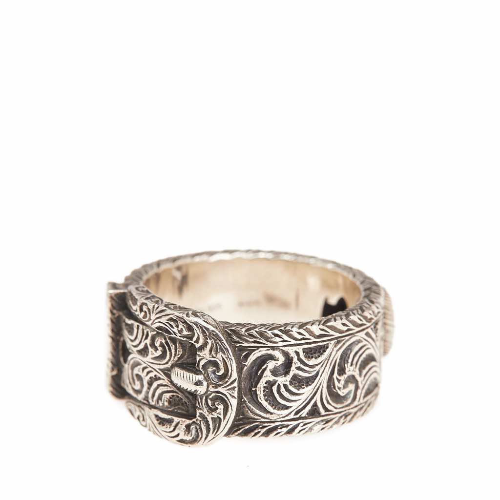 Gucci Sterling Silver Interlocking G Garden Belt Ring - 2