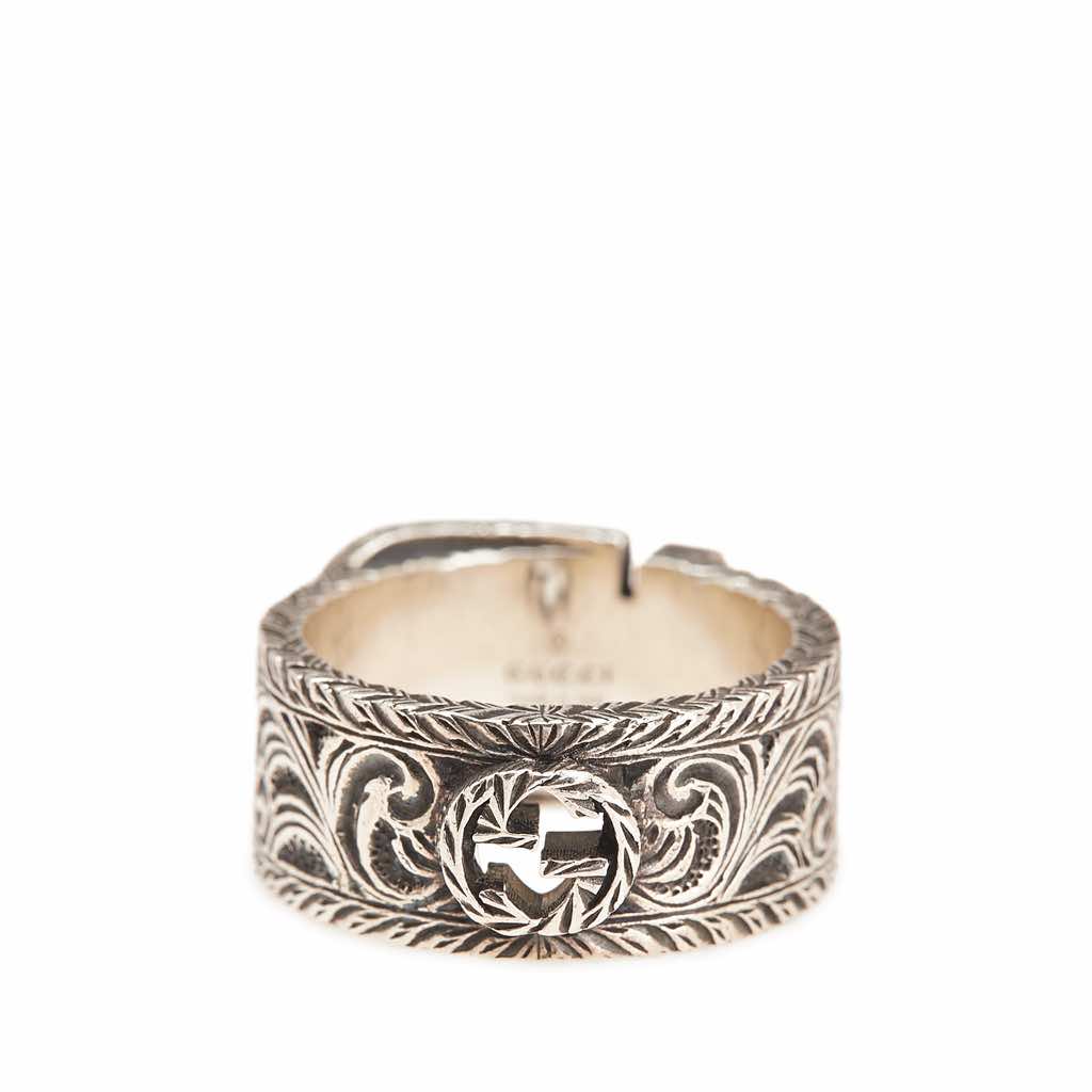 Gucci Sterling Silver Interlocking G Garden Belt Ring - 3