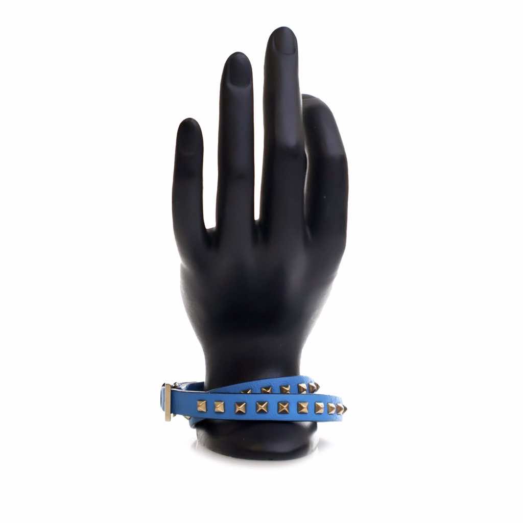 Valentino Leather Rockstud Double Wrap Bracelet
