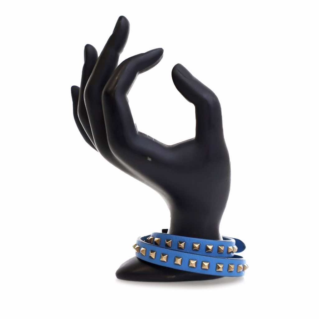 Valentino Leather Rockstud Double Wrap Bracelet - Back view