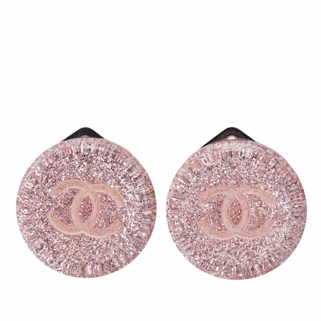 Chanel Resin CC Round Clip On Earrings