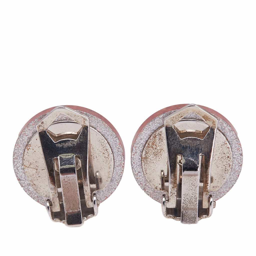 Chanel Resin CC Round Clip On Earrings - Back view