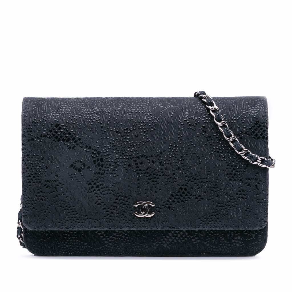 Chanel Lace Overlay Goatskin Wallet On Chain