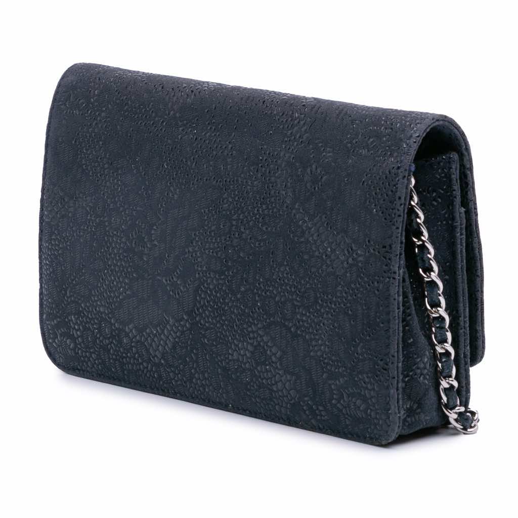 Chanel Lace Overlay Goatskin Wallet On Chain - Back view