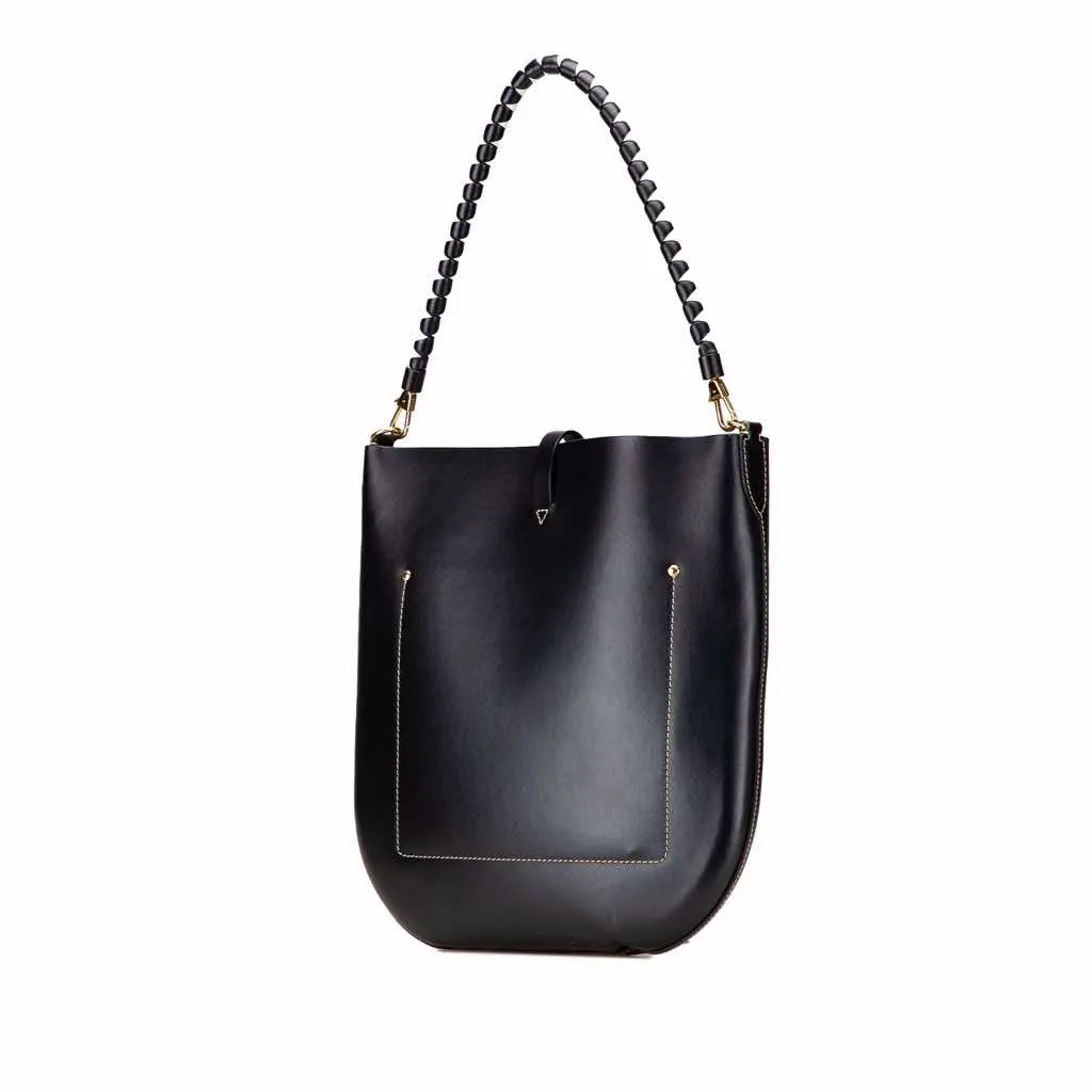 Burberry Leather TB Anne Hobo Black Leather Good - Back View