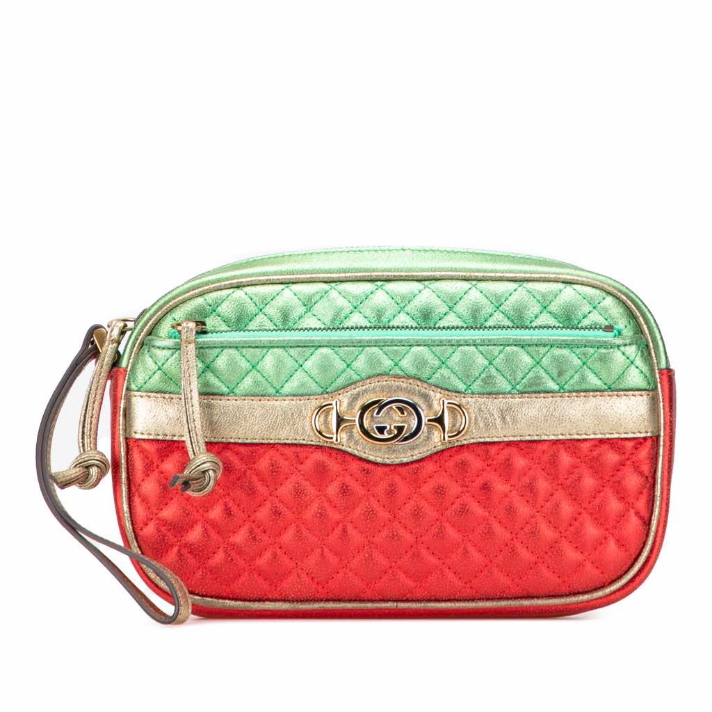 Gucci Laminated Nappa Trapuntata Wristlet Clutch