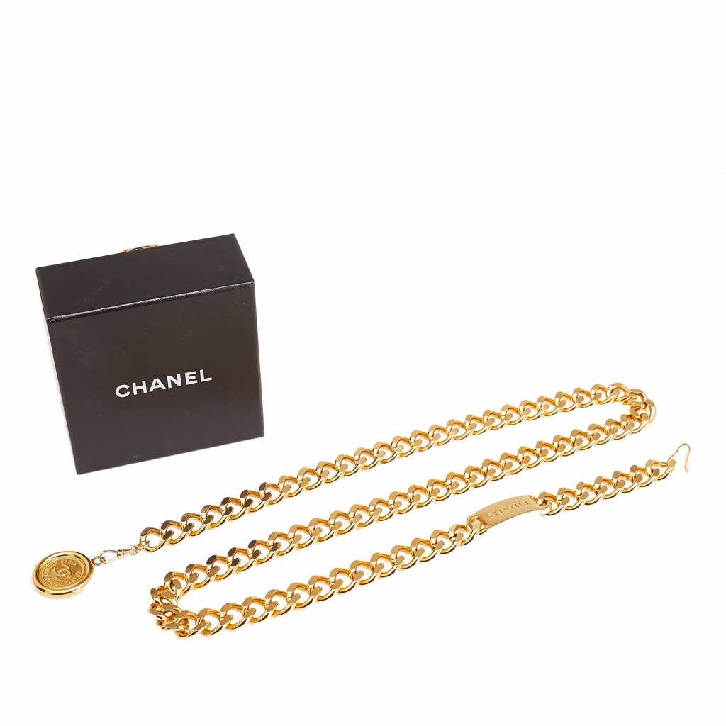Chanel Gold Plated CC Medallion Chain Belt - Side view