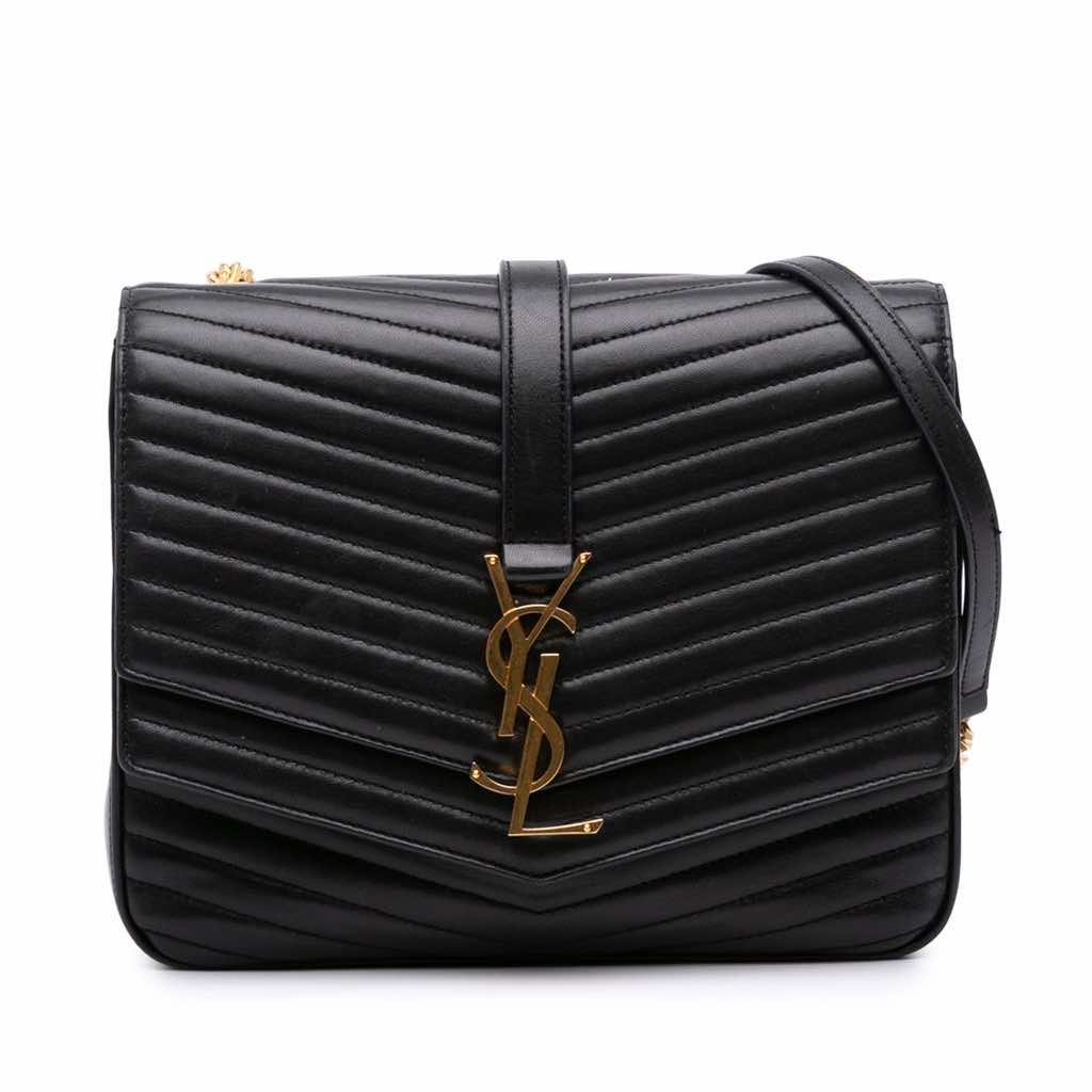 Saint Laurent Medium Chevron Lambskin Monogram Sulpice Bag