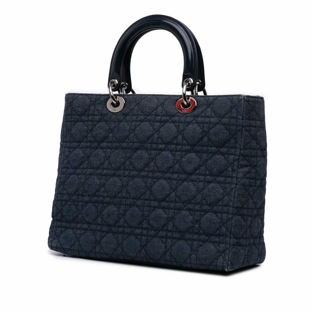 Dior Large Denim Cannage Lady Dior - Back view