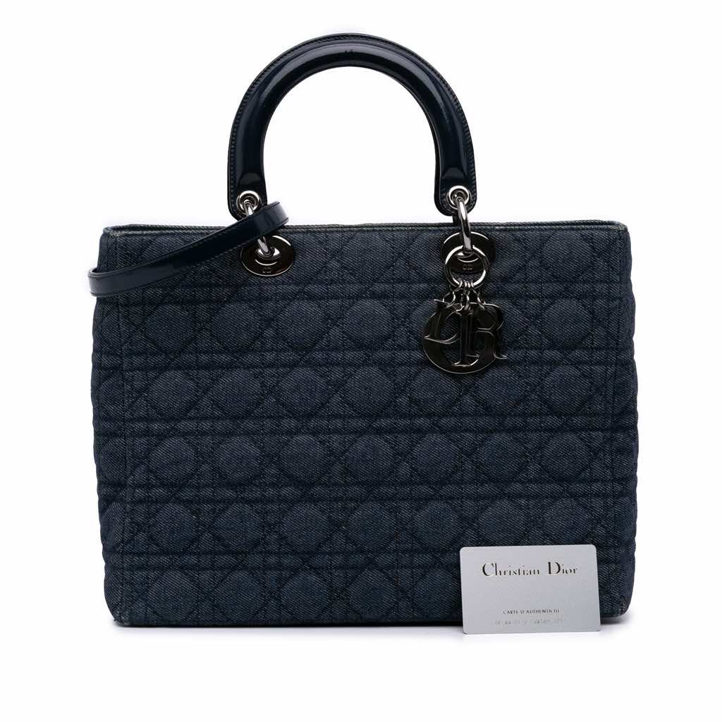 Dior Large Denim Cannage Lady Dior - Image 14