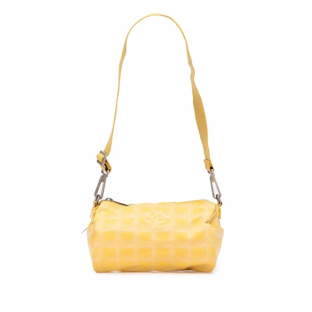 Chanel New Travel Line Nylon Barrel Shoulder Bag Yellow Good - Front View