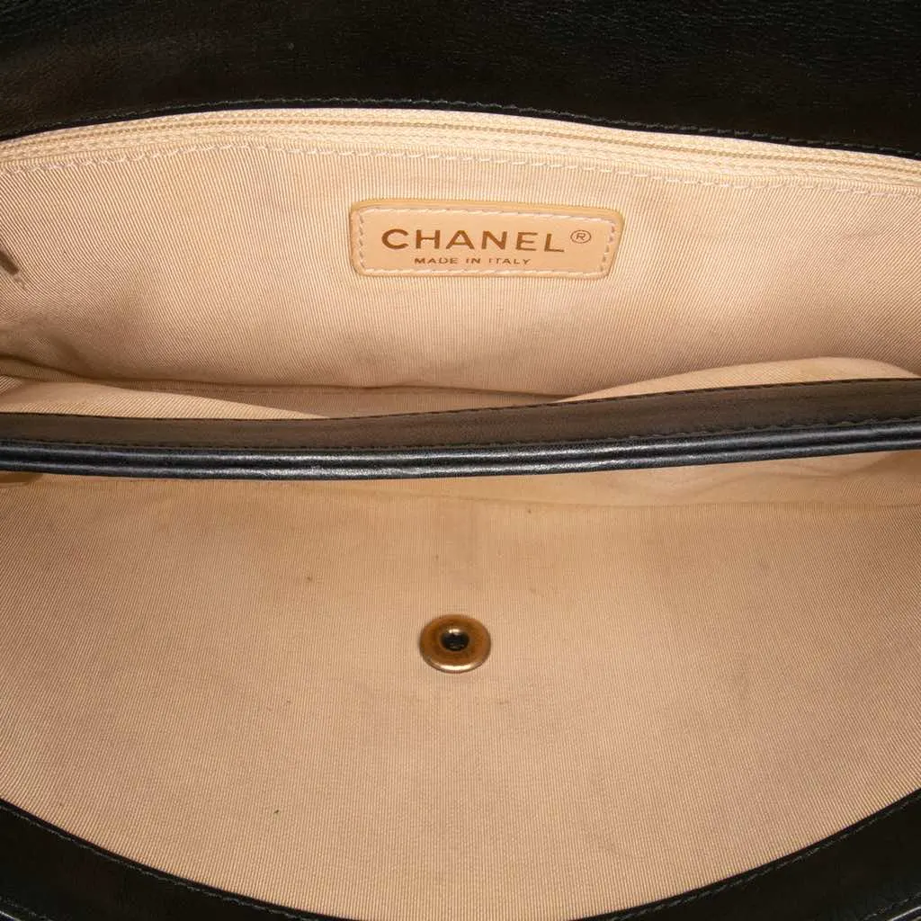 Chanel Quilted Calfskin CC Crown Flap Black Leather Good - Model View