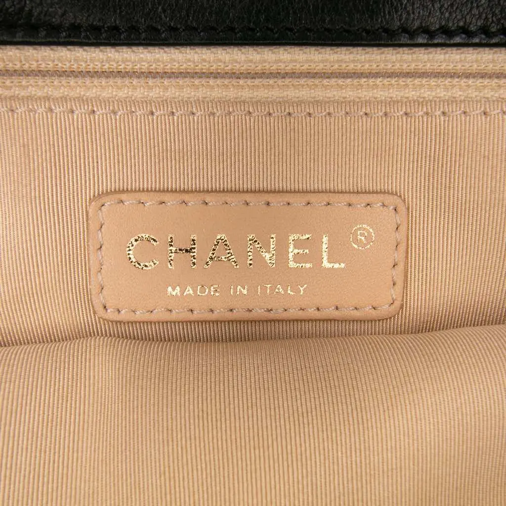 Chanel Quilted Calfskin CC Crown Flap Black Leather Good - Box View